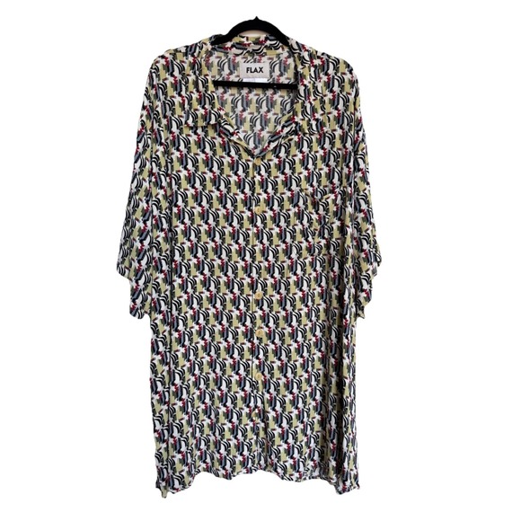 FLAX Designs Dress Tunic 3G 24-26 Art Deco Rayon Thinking Tropics Boho Novelty - Picture 10 of 16